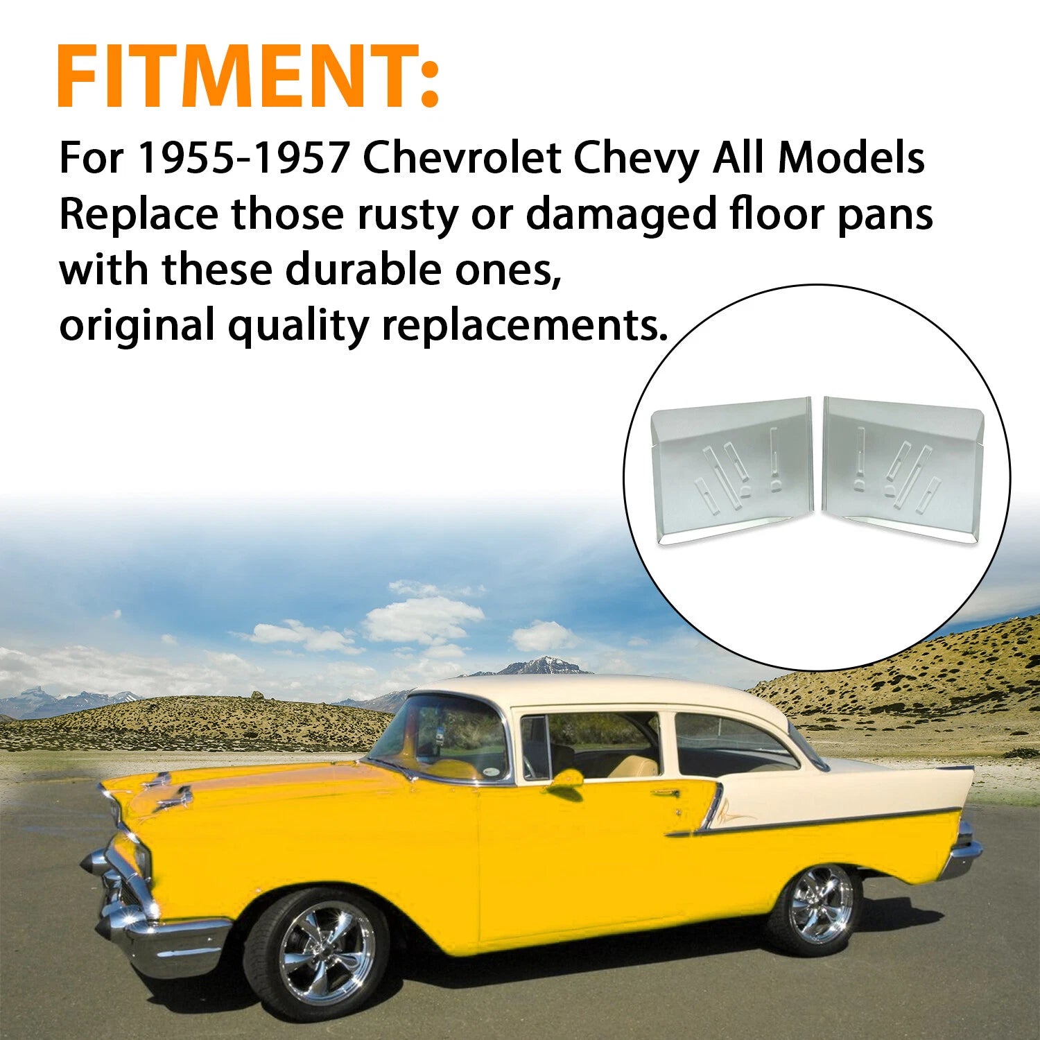 Pair Rear Floor Pans for Chevy Bel Air 150 210 (1955–1957)