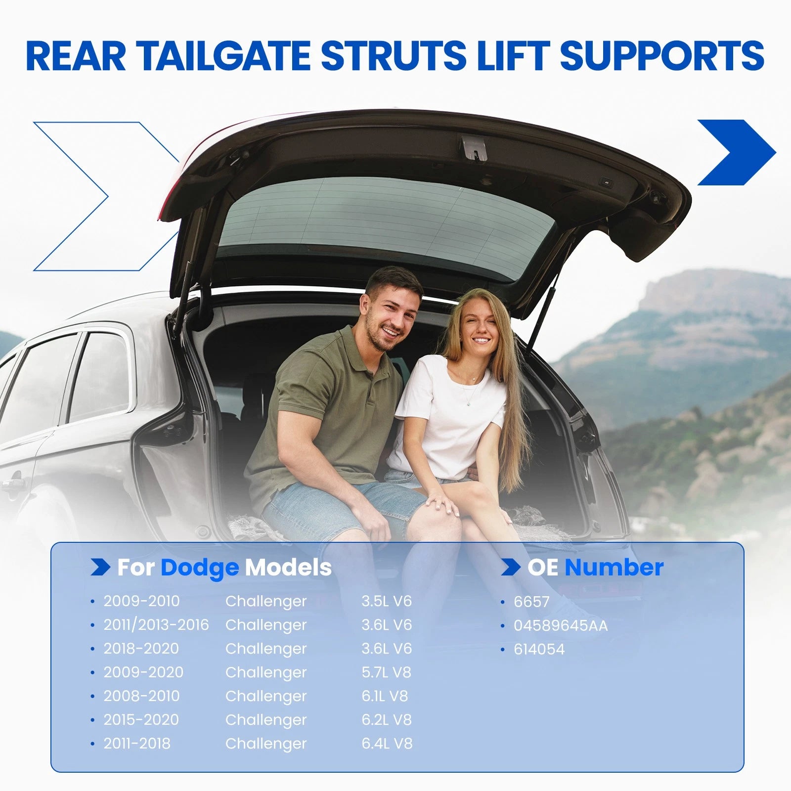 Rear Trunk Lift Supports for 2008–2021 Dodge Challenger (Set of 2)