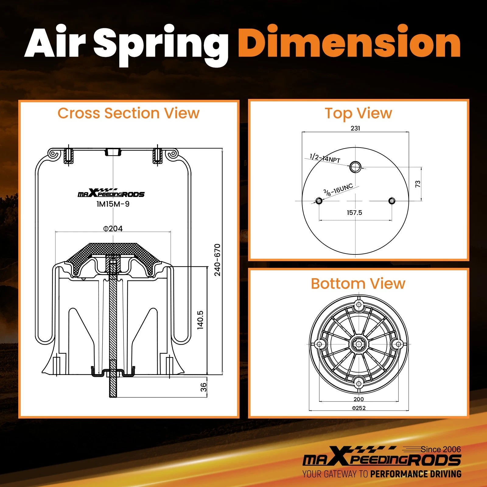2X Air Suspension Bellow Bags for Goodyear Firestone