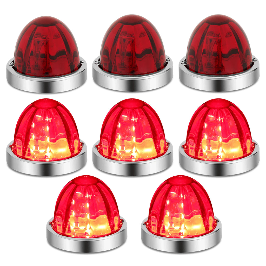 8pcs Chrome Red LED Side Marker Lights for