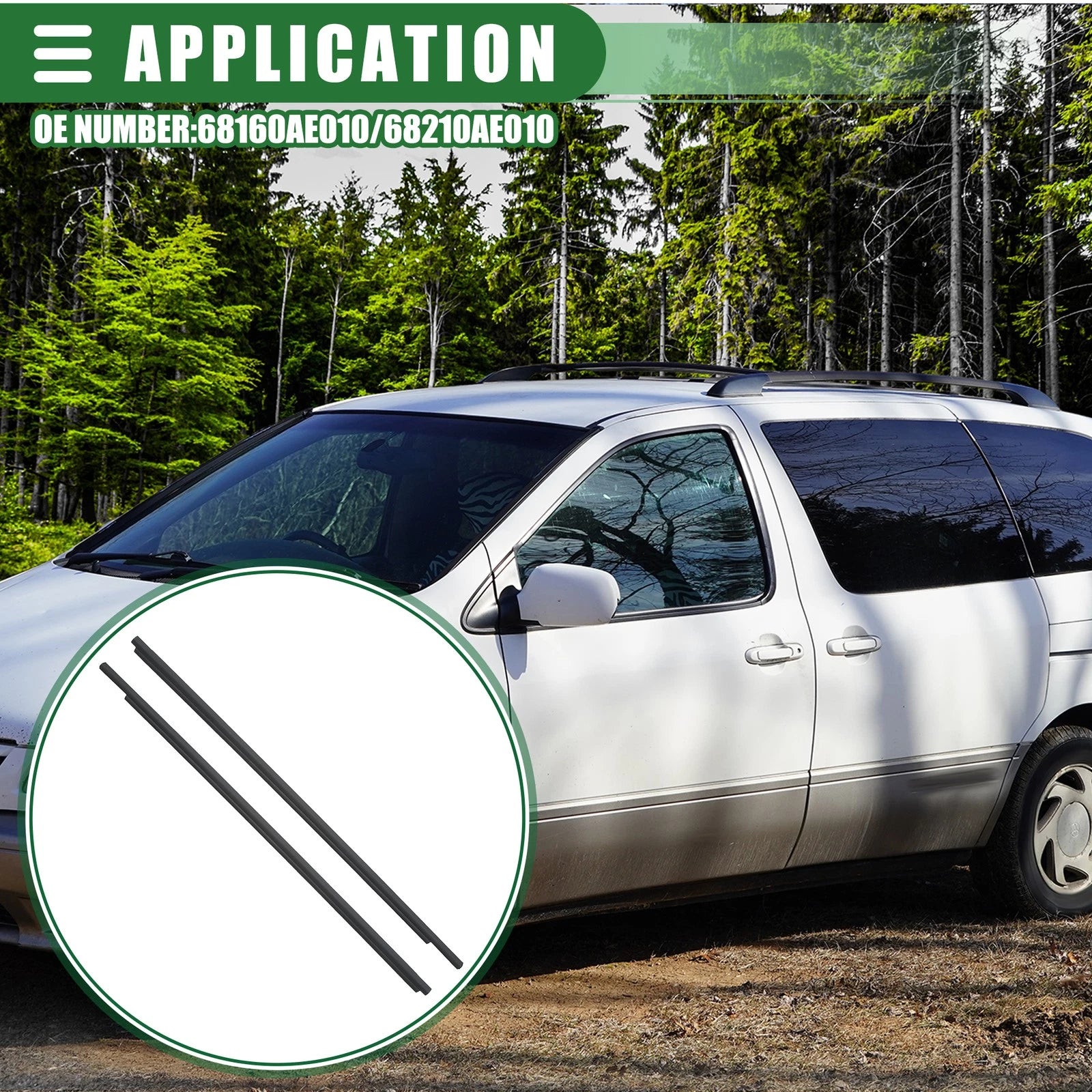 Set of 2 Front Left Right Door Window Belt Weatherstrip for Toyota Sienna (2004–2010)
