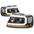 LED DRL Sequential Turn Signal Projector Headlights for F150 (2004–2008)