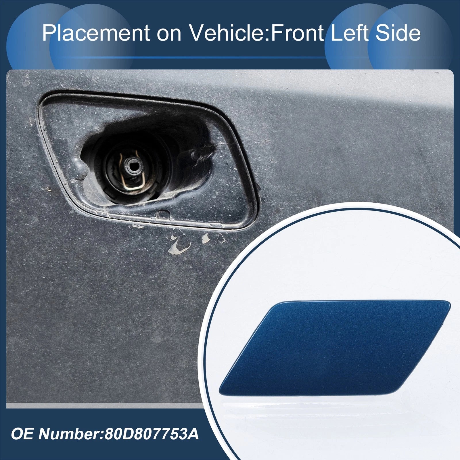 Front Left Washer Nozzle Cover Cap for Audi Q5 S-Line (2018–2020) Blue