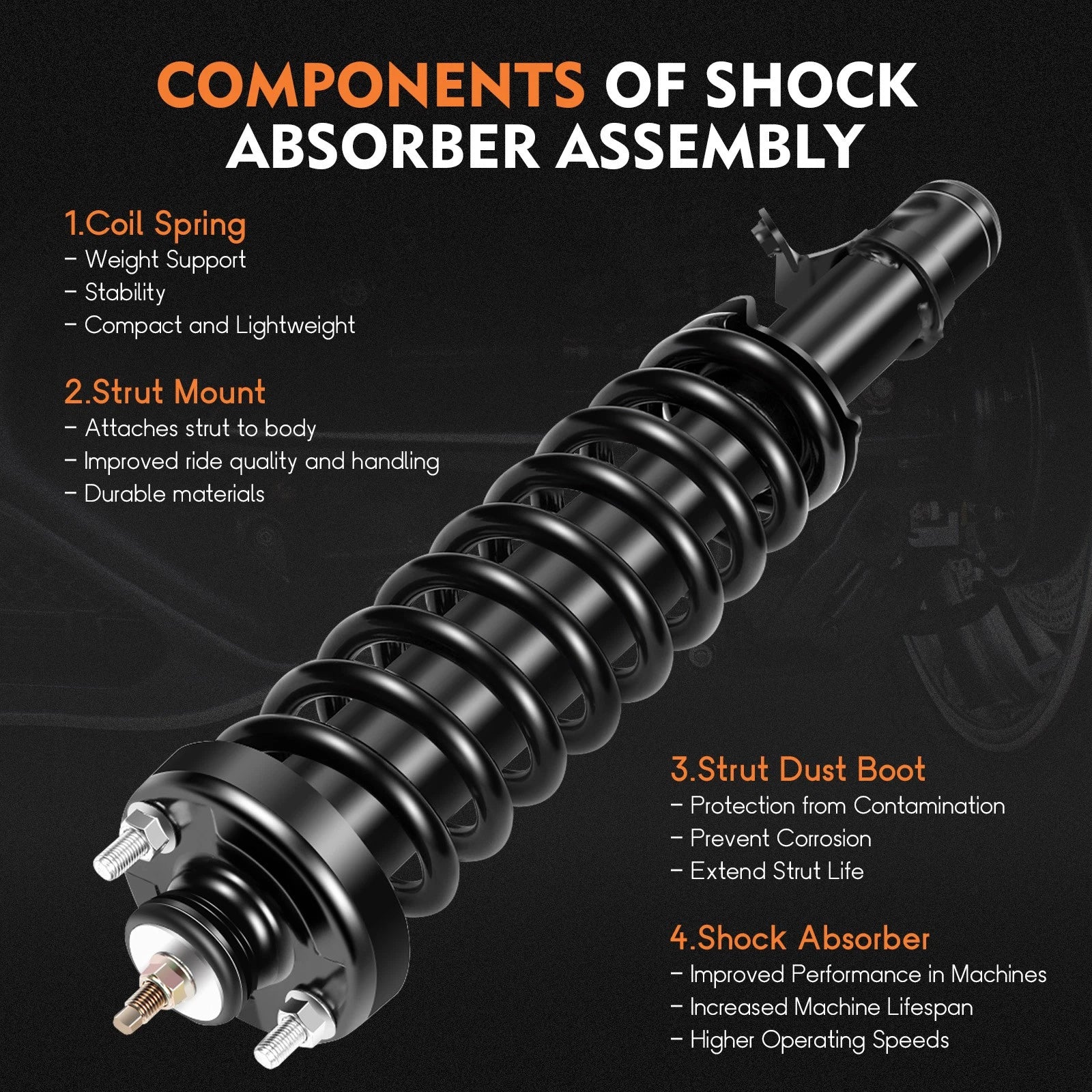 Set of 4 Complete Struts Shocks Spring & Mount for Honda Civic (1992-1995)