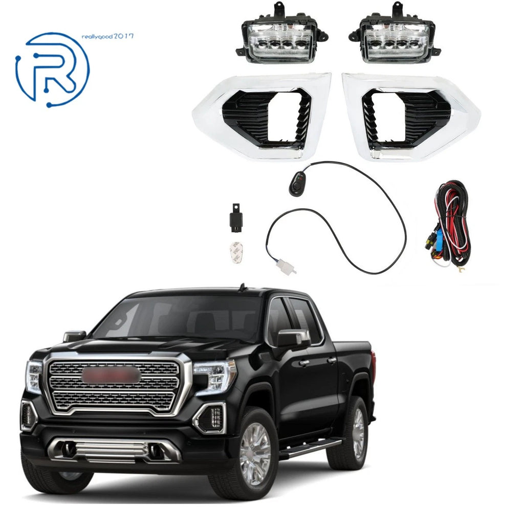 Set of 2 LED Fog Lights with Bezel for GMC Sierra 1500 Denali/AT4/SLT (2019–2021)