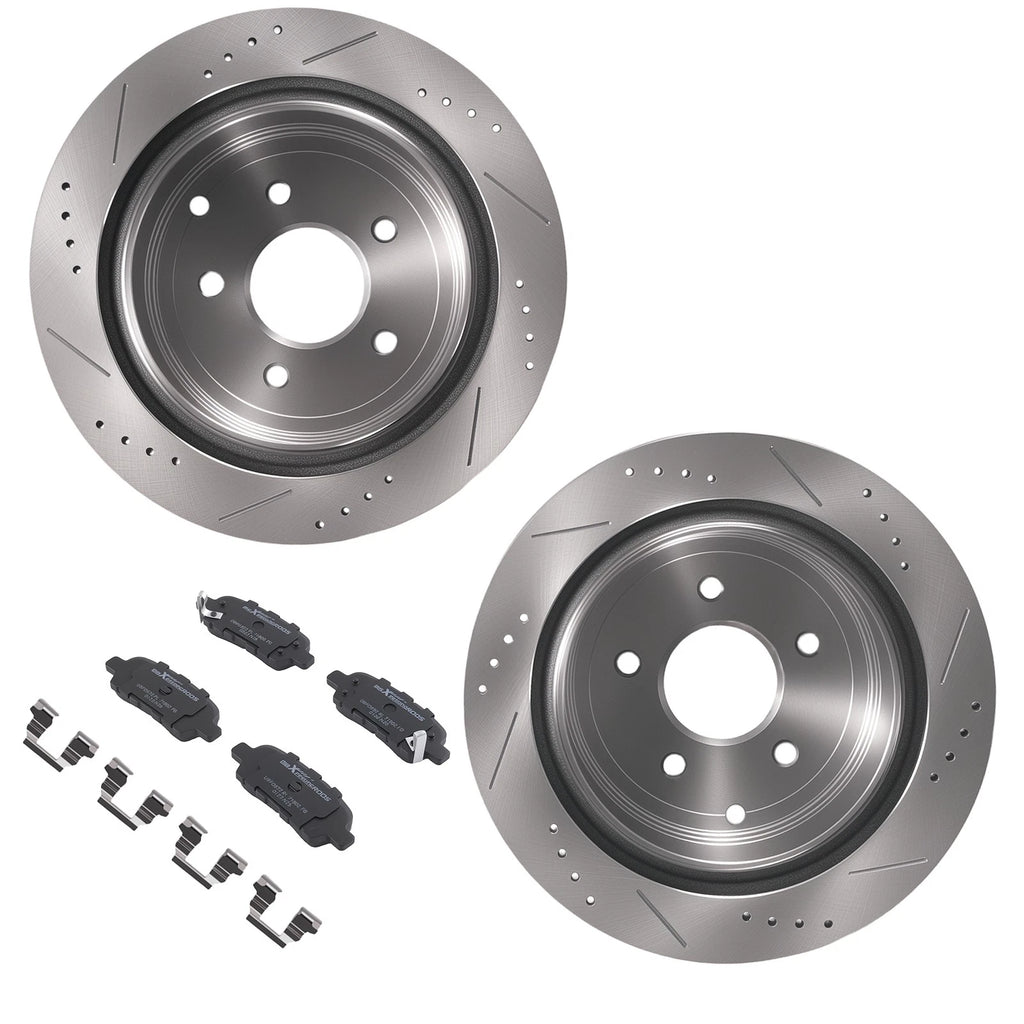 Set of 2 Rear Brake Rotors & Ceramic Pads for Infiniti M35H/M37 (2011–2013)