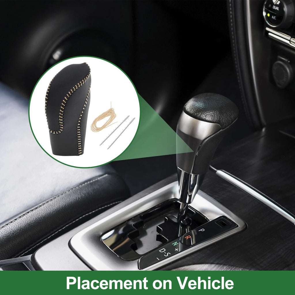 Gear Shift Knob Cover for Subaru Forester (2018–2023) Black Beige Faux Leather