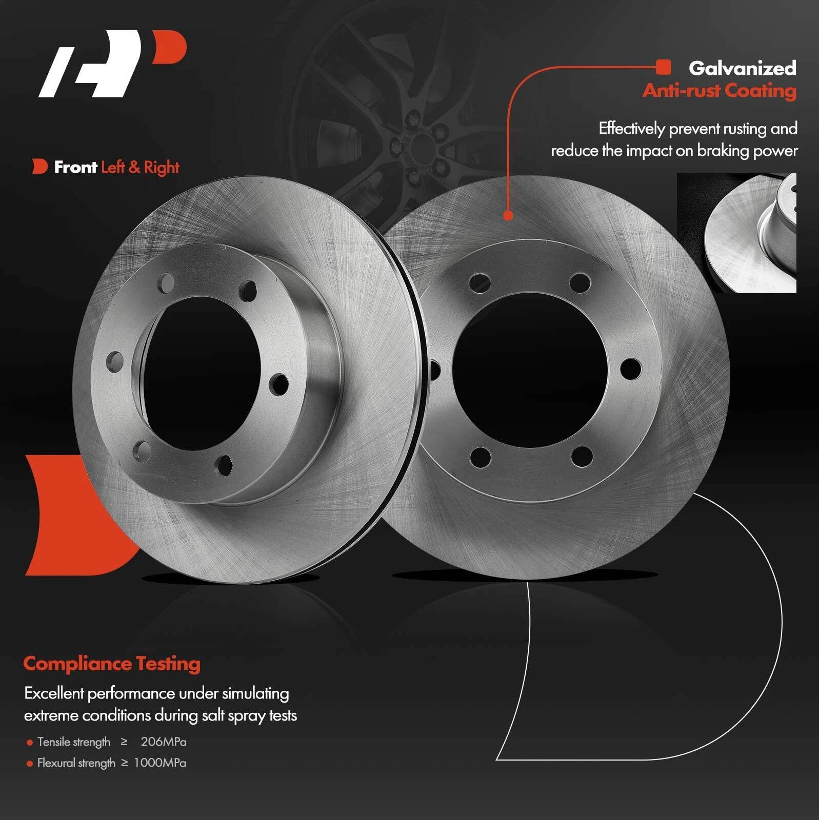 Front Disc Brake Rotors and Ceramic Pads for Toyota 4Runner Tacoma (1996–2002)