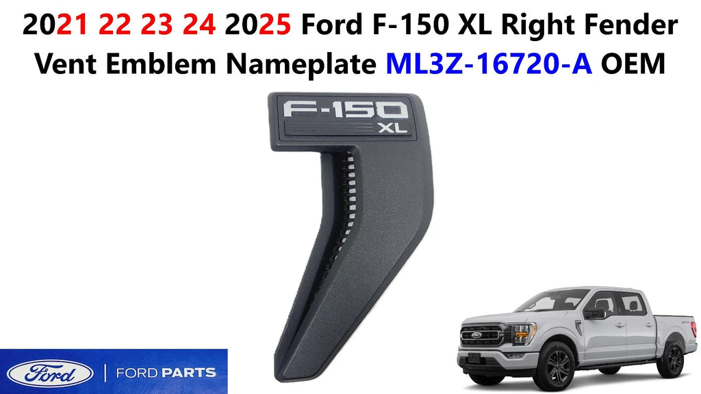 Right Fender Vent Emblem Nameplate for Ford F150 (2021–2025) ML3Z-16720-A
