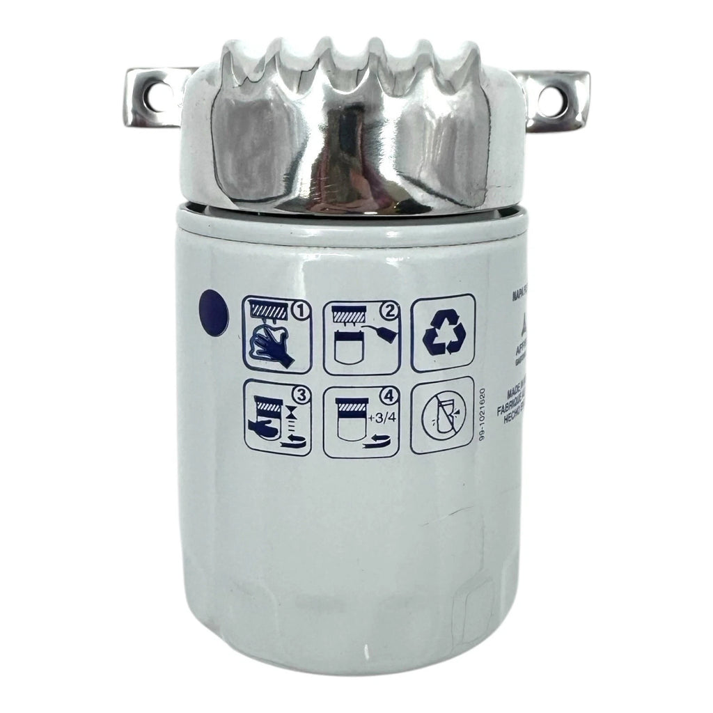 Polished Cast Aluminum Oil Filter Assembly for OTB Gear Remote Finned (—)