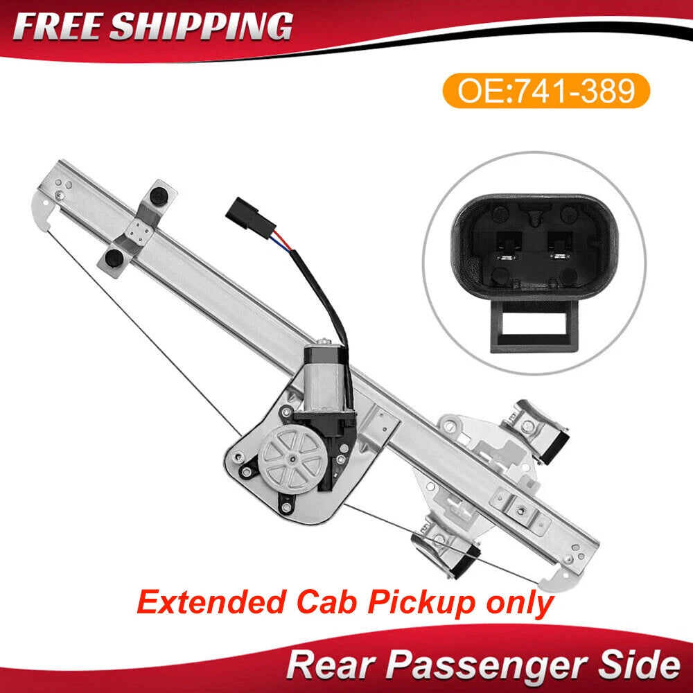 Rear Passenger Side Window Regulator w/ Motor for Chevy Silverado Sierra 1500 (2007–2014)