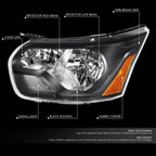 Left Headlight Lamp for Ford Transit 150 250 350 (2015–2023) OE Style Black Housing