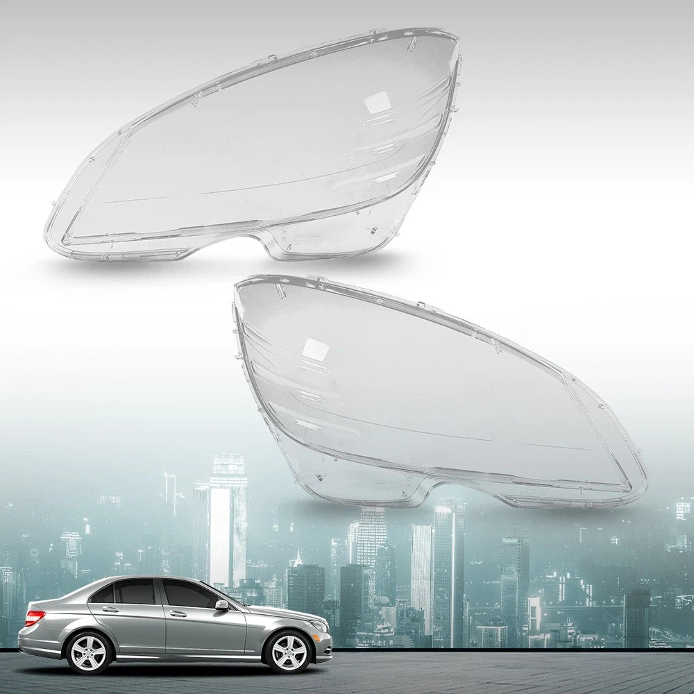 Pair Headlight Lens Covers for Mercedes Benz C-Class (2008–2011)