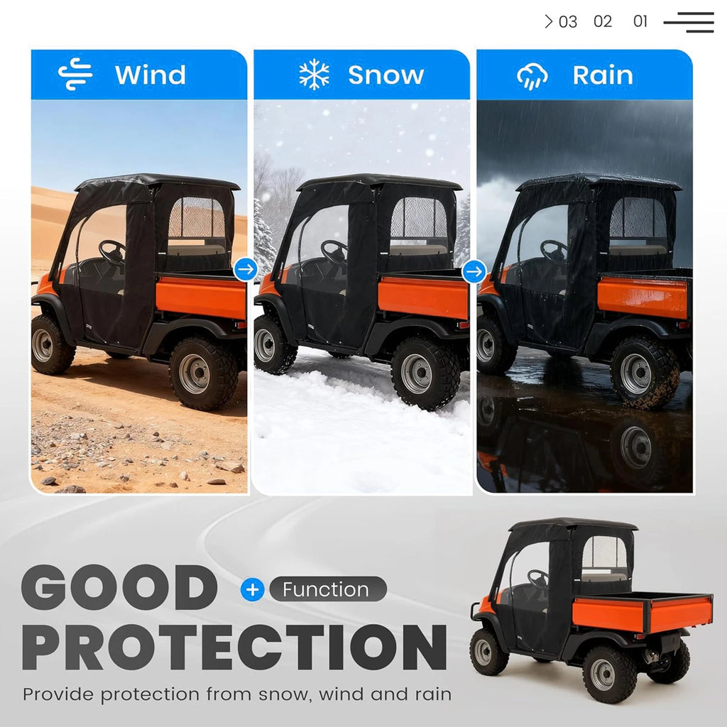 PVC Soft Doors Cab Enclosure & Rear Window for Kubota RTV400 RTV450 (2008–2021)