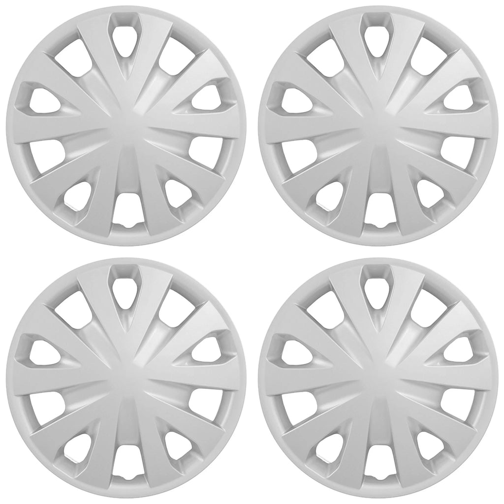 15" 5 "V" Spoke Spring Steel Clip Silver Wheel Cover Hubcaps - UARFH502