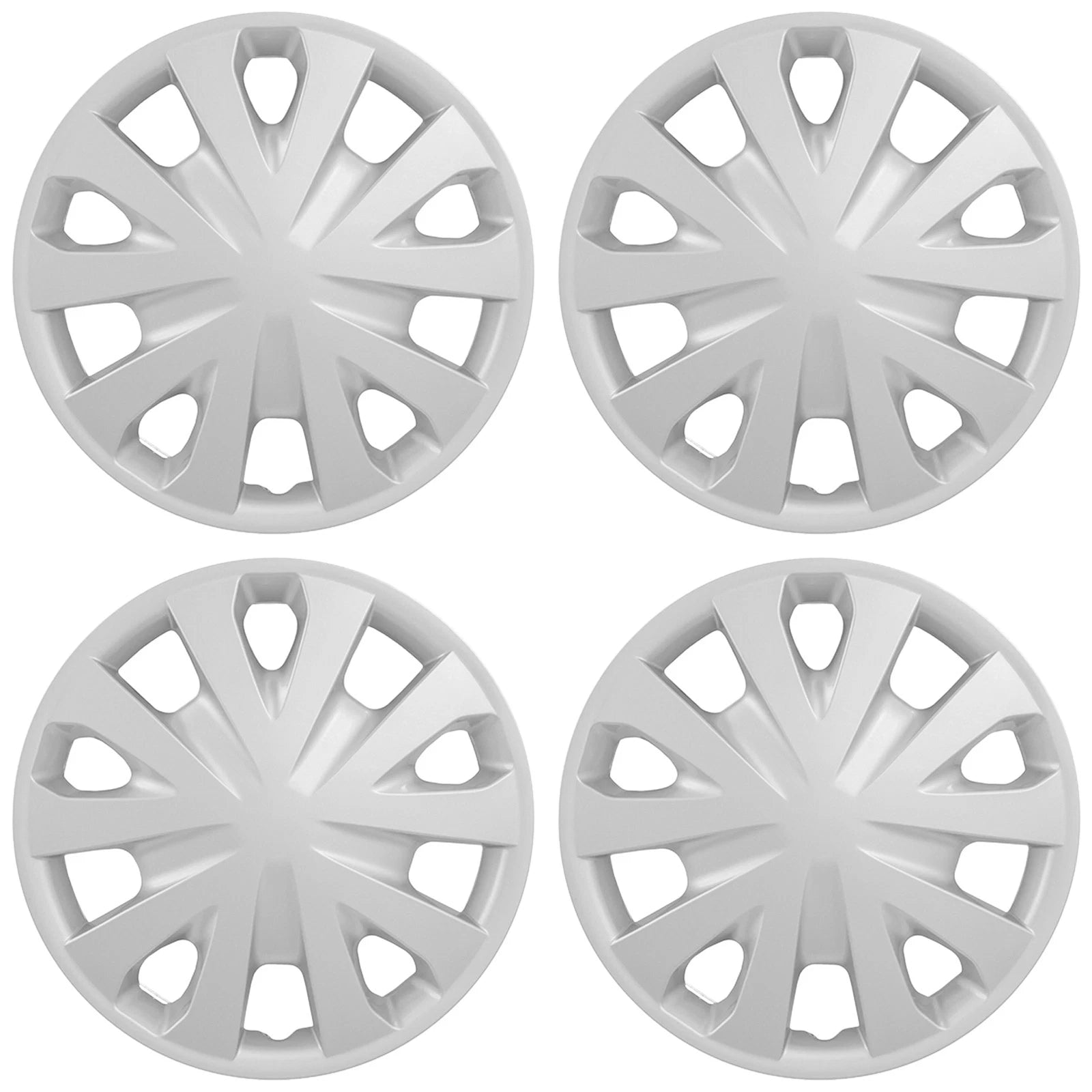 15" 5 "V" Spoke Spring Steel Clip Silver Wheel Cover Hubcaps - UARFH502