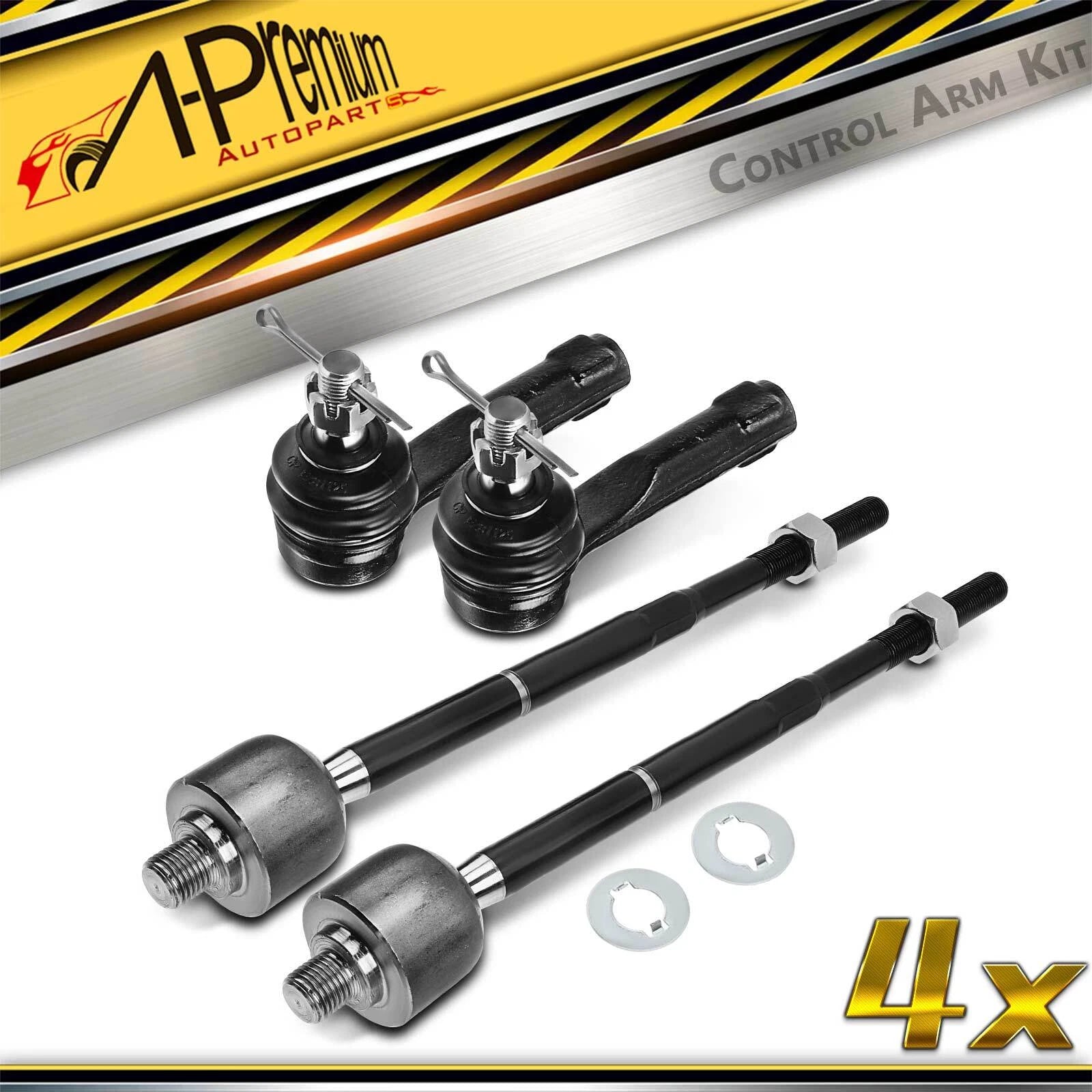 Set of 4 Inner & Outer Tie Rod Ends for Nissan Sentra (1995–2006) 200SX (1995–1998)