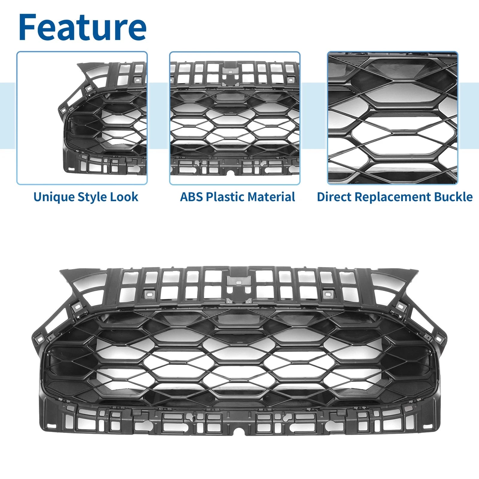 Front Upper Hood Bumper Grille for Honda HR-V (2023–2024) ABS Black