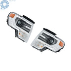 Headlight Pair for Ford F150 (2013–2014) - Projector, Electroplated, HID
