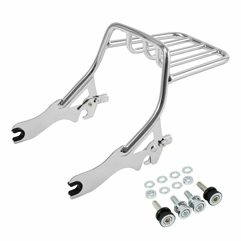 Chrome Sissy Bar Backrest Luggage Rack Docking Kit for Harley Softail (2018–2025)