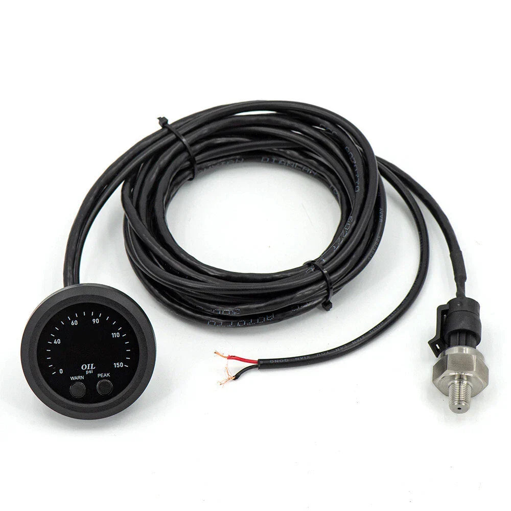 52mm Ultra-Thin Oil Pressure Gauge NPT 1/8'' Red LED for Universal Vehicles