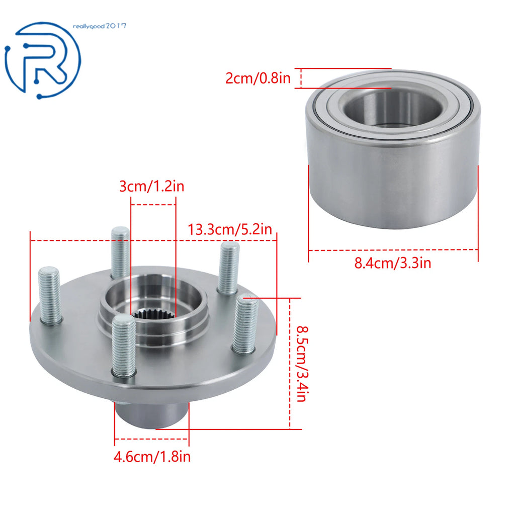 Pair Front Wheel Hub and Bearing Assembly for Toyota Sienna (2004-2010)