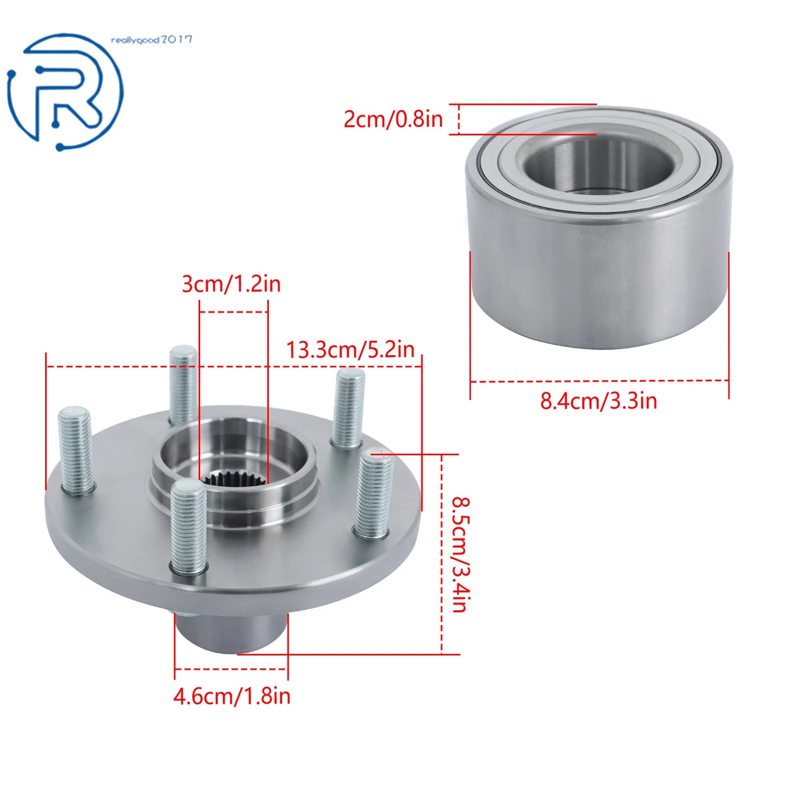 Pair Front Wheel Hub and Bearing Assembly for Toyota Sienna (2004-2010)
