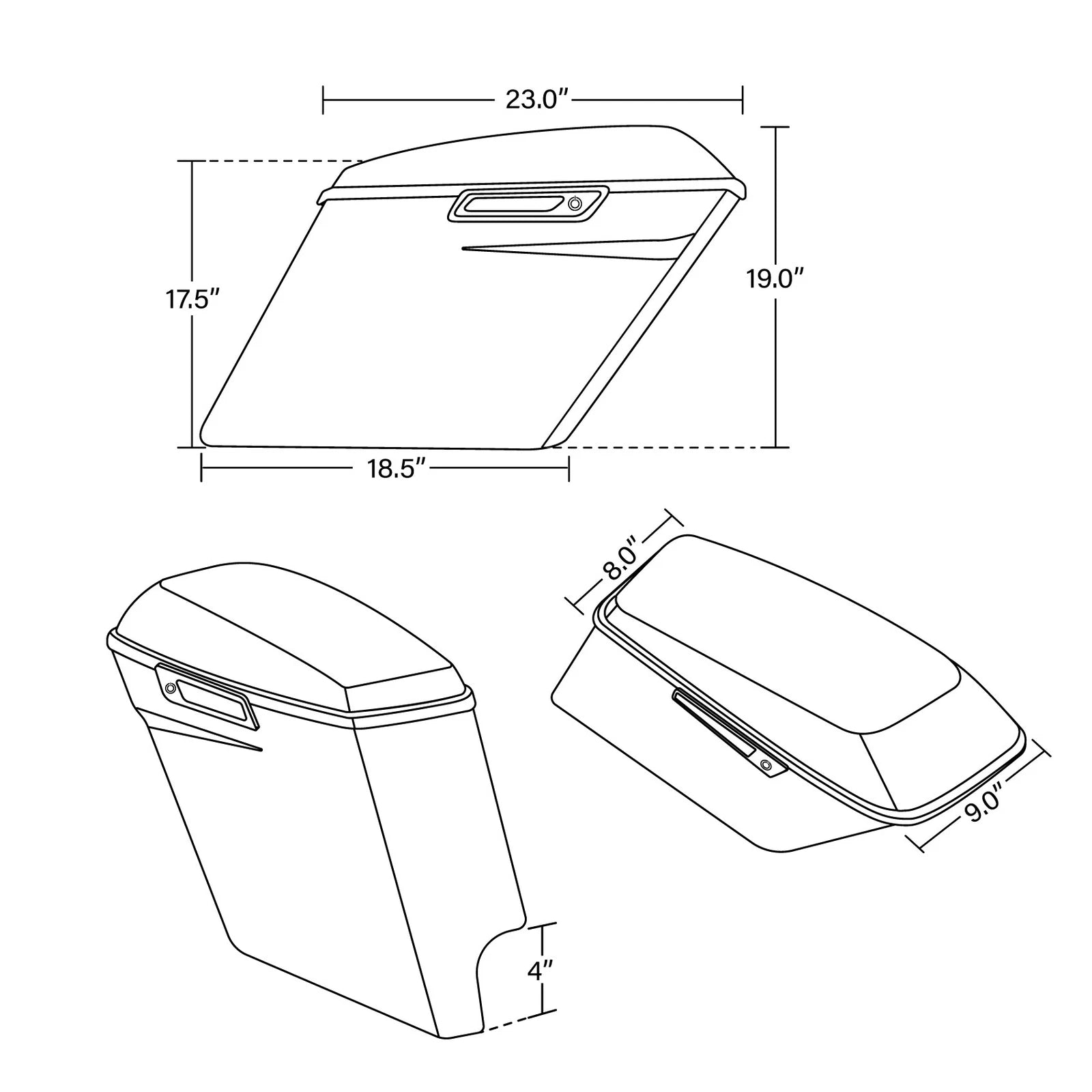 5" Stretched Extended Hard Saddle Bags for Harley Touring Street Glide (2014–2024)
