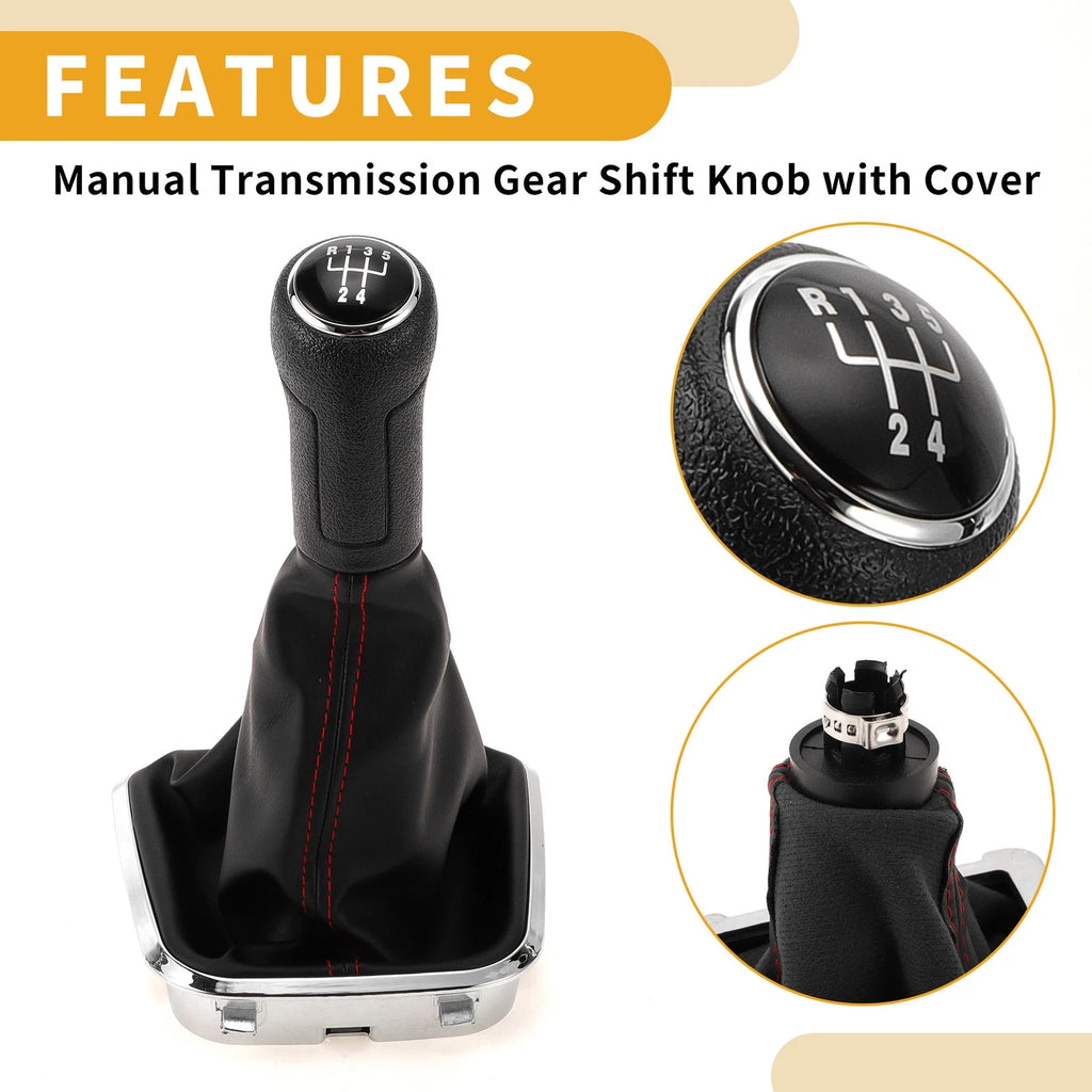 5 Speed Gear Shifter Knob with Cover for Volkswagen Polo (2014–2017)