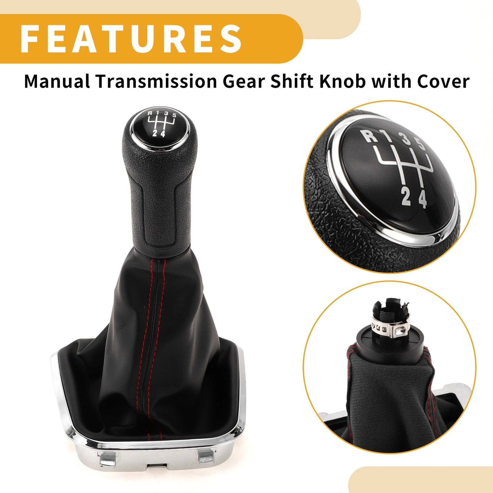 5 Speed Gear Shifter Knob with Cover for Volkswagen Polo (2014–2017)