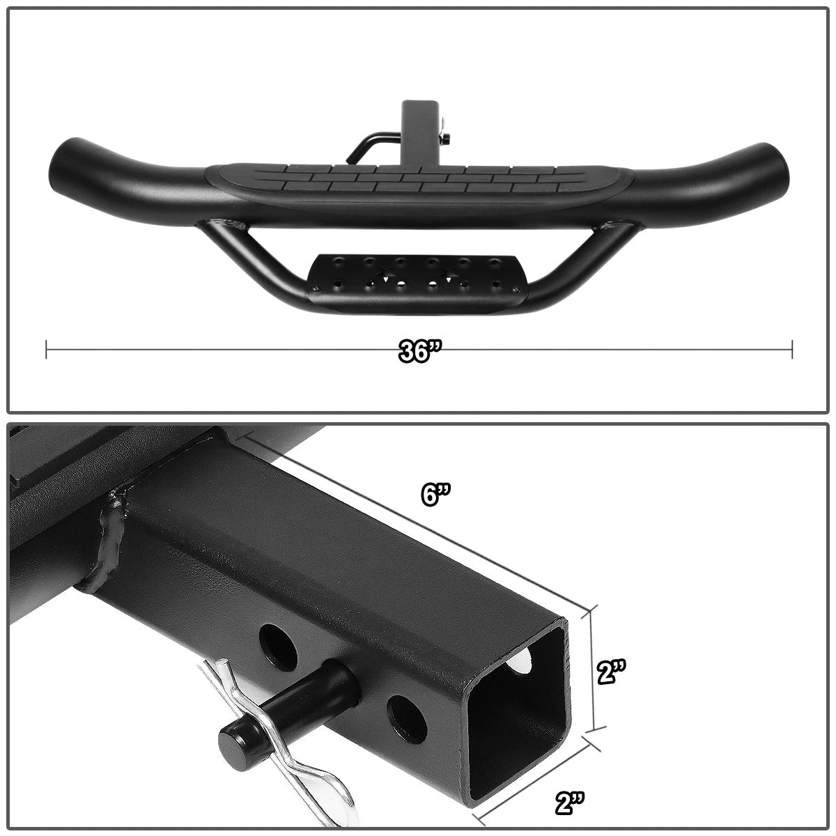 2" Receiver Rear Bumper Hitch Step Bar for Universal Fit (36" Wide)