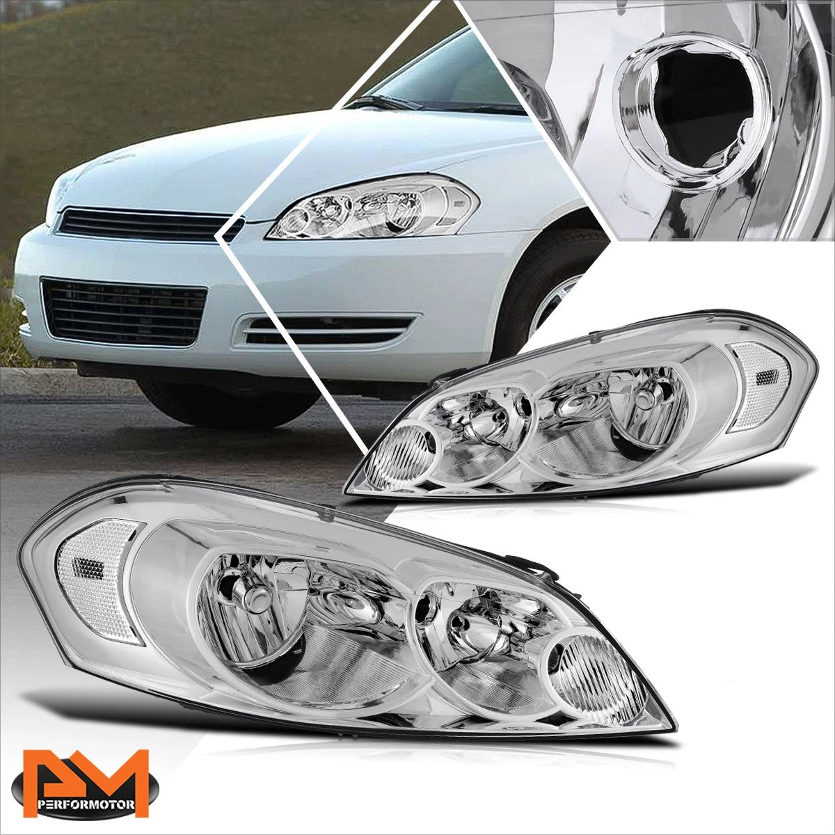 Factory Style Headlights Chrome/Clear for Chevy Impala Limited Monte Carlo (2006–2016)