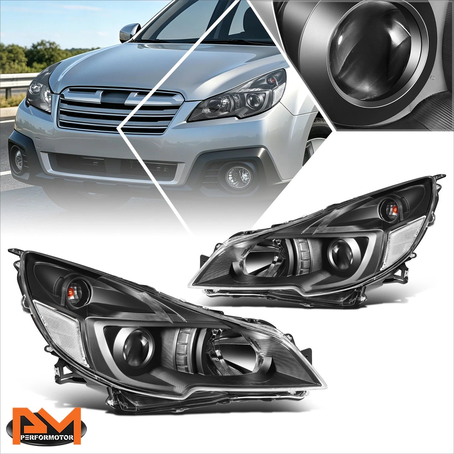 Projector Headlights for Subaru Outback/Legacy (2010–2014) Black Housing