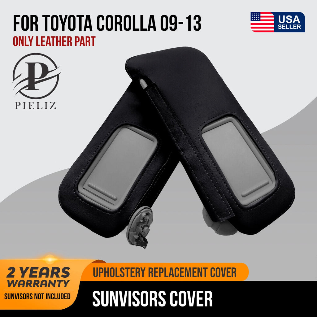 Sunvisors Cover Skin for Toyota Corolla (2009–2013) Black PVC Leather