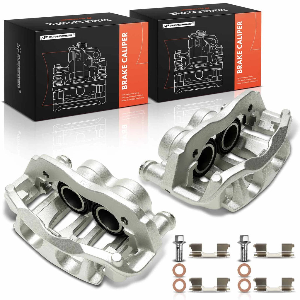 Pair Front Brake Calipers with Brackets for Mercedes-Benz Freightliner 