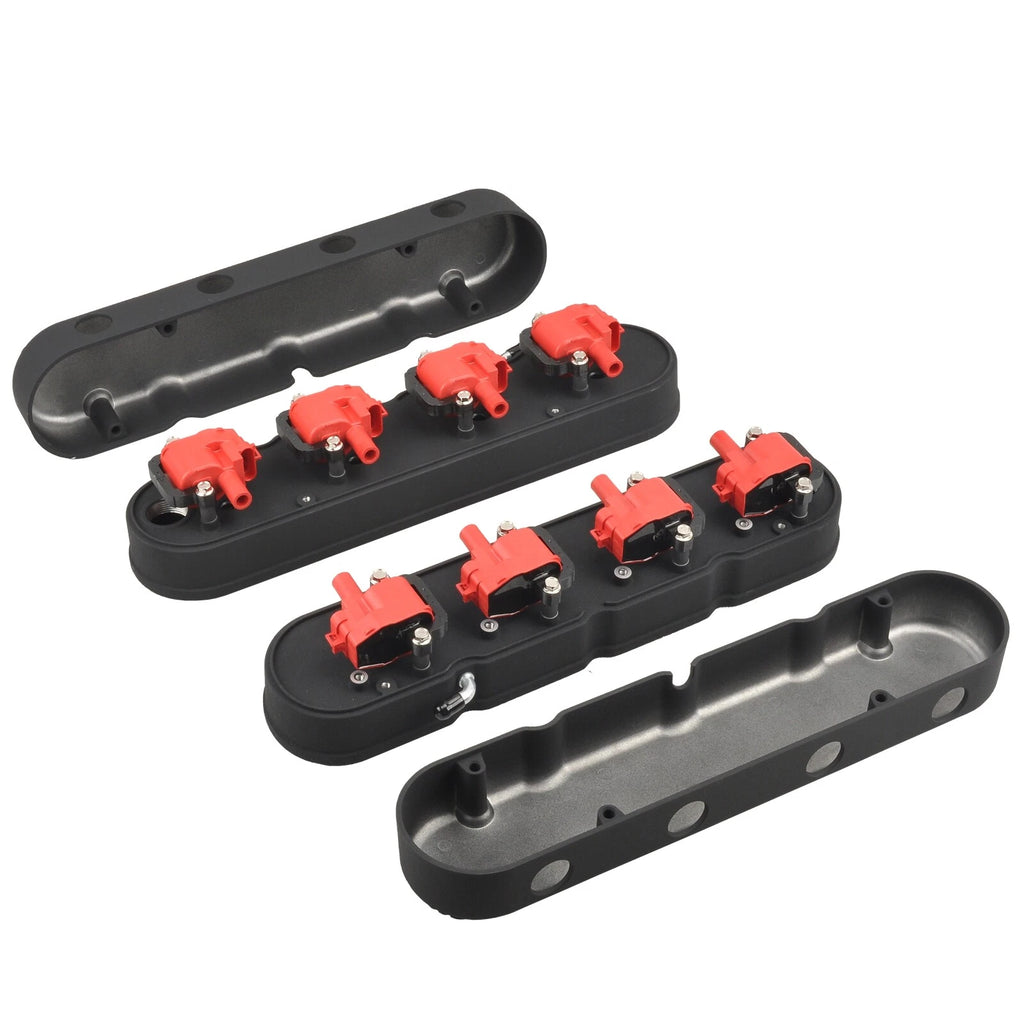 2Pcs Valve Cover for Chevy LS (Finned, Aluminum, Black)