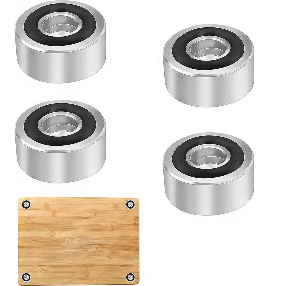 Set of 4 Brass Silver Chopping Board Feet with Non-Slip Pads