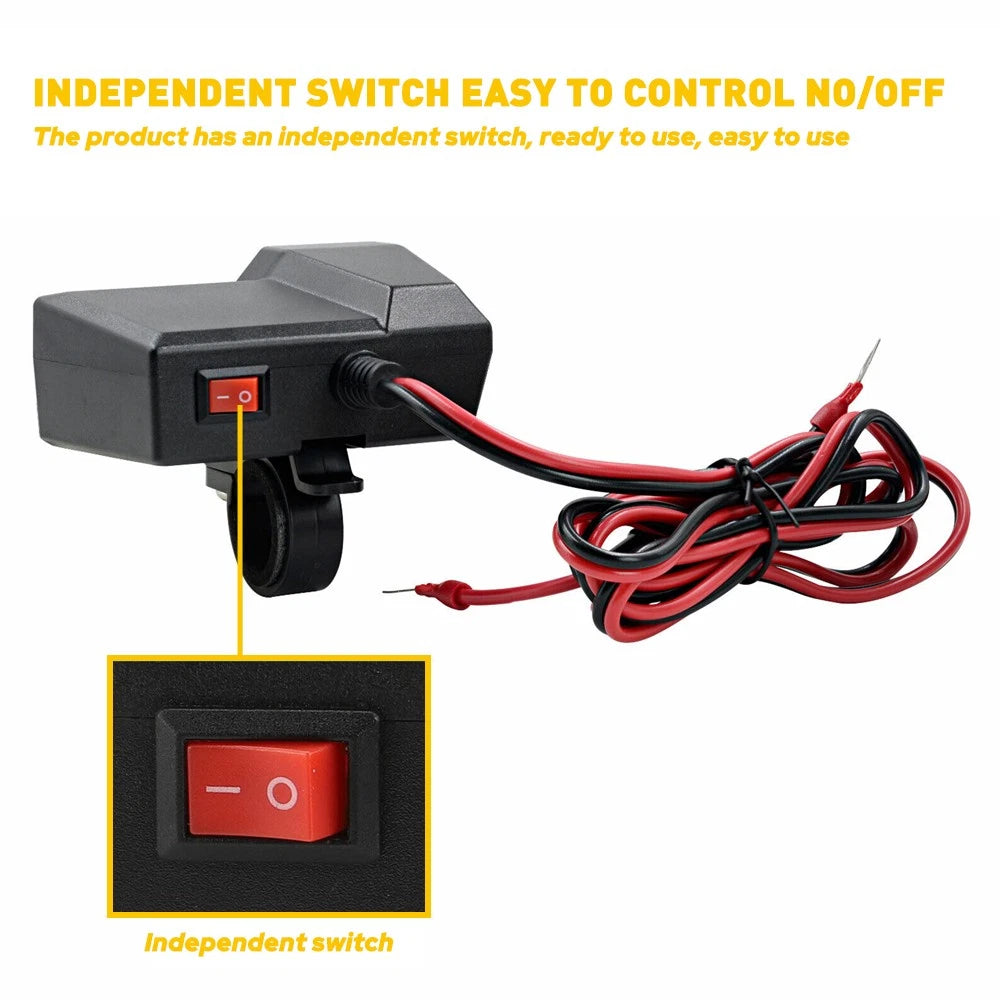 Dual USB Charger for Motorcycle (Waterproof)