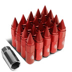 Set of 20 J2 7075 Forged Aluminum M12x1.25 Spiked End Lug Nuts w/Adapter Red