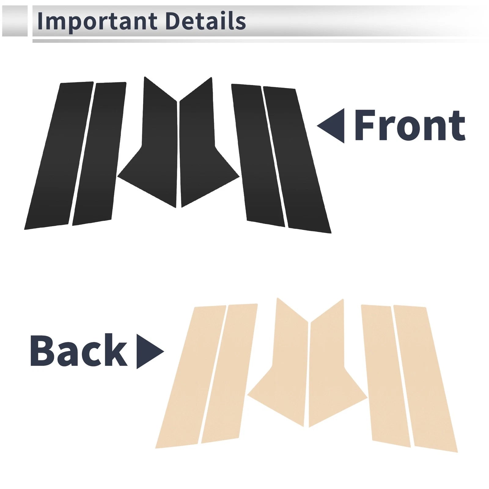 Set of 6 Door Pillar Window Trim for Mazda CX-3 (2015–2021) Black