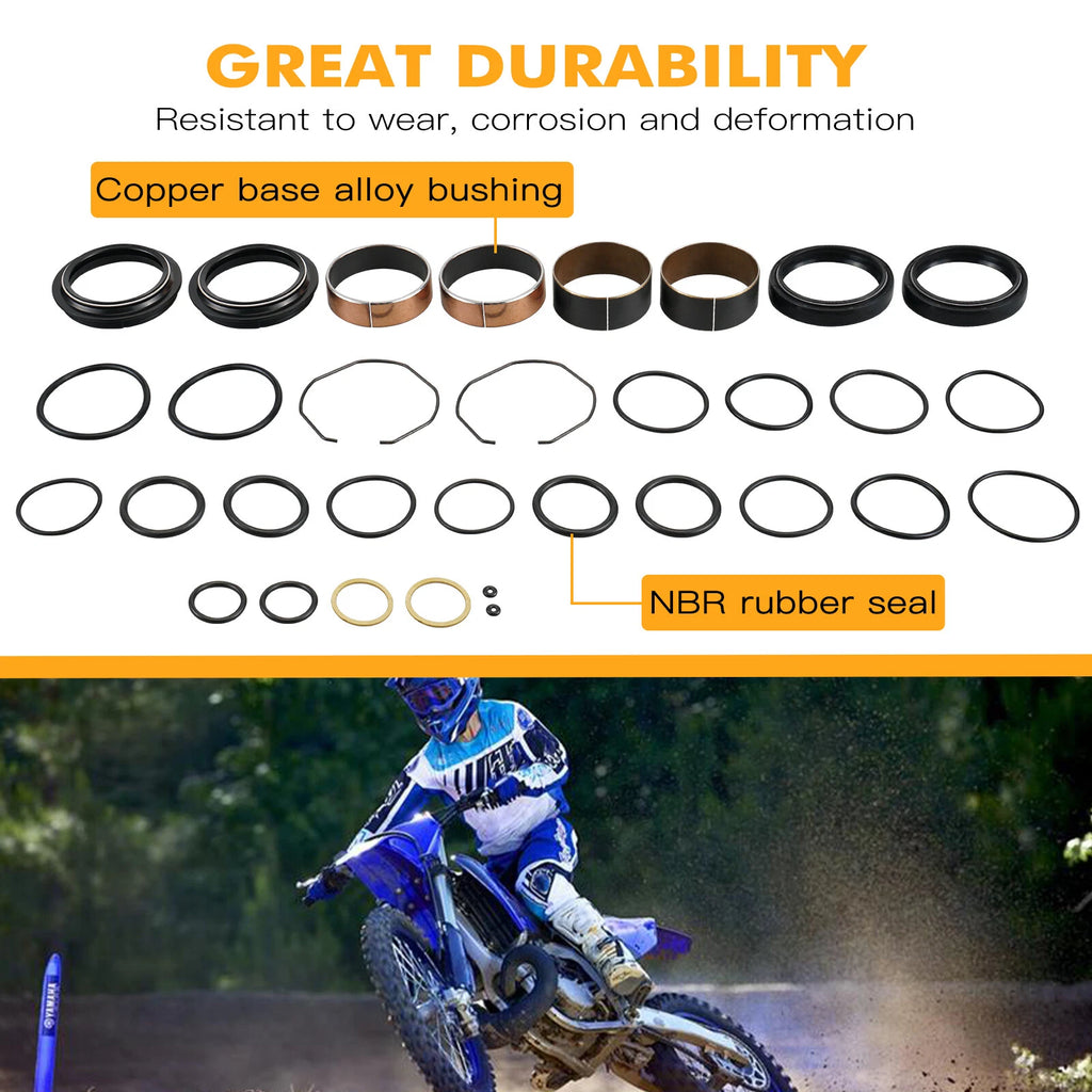 Front Fork Bushing Dust Oil Seal Rebuild Kit for Yamaha YZ250 (2015–2021)