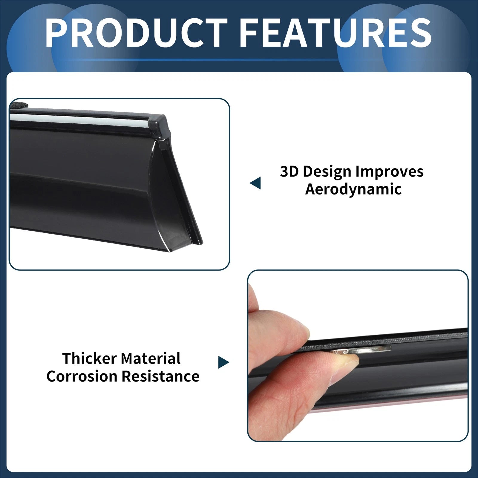 Set of 4 Window Deflectors for Hyundai Santa Fe (2019) - Black Vent Visors