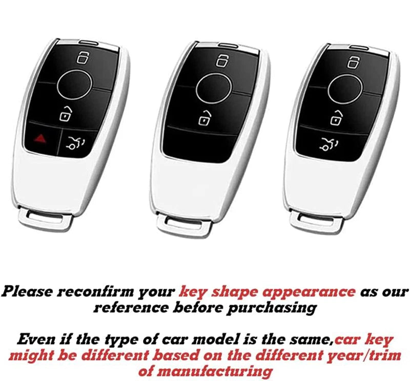 Black ABS Key Fob Shell Cover with Keychain for Mercedes E-Class S-Class (2017-2025)
