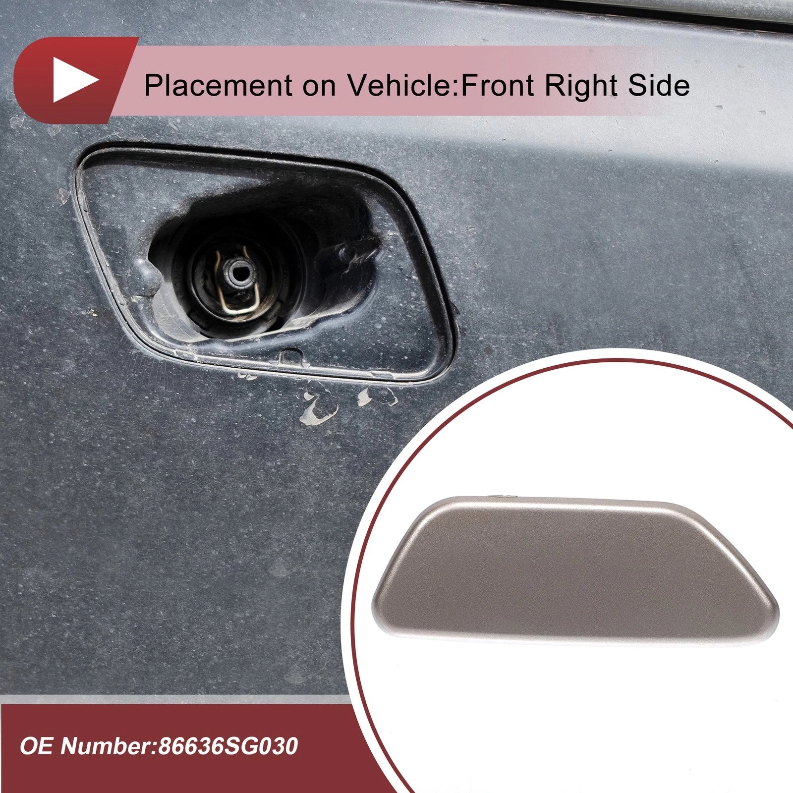 Front Right Washer Nozzle Cover Cap for Subaru Forester (2013–2015) Gold Tone