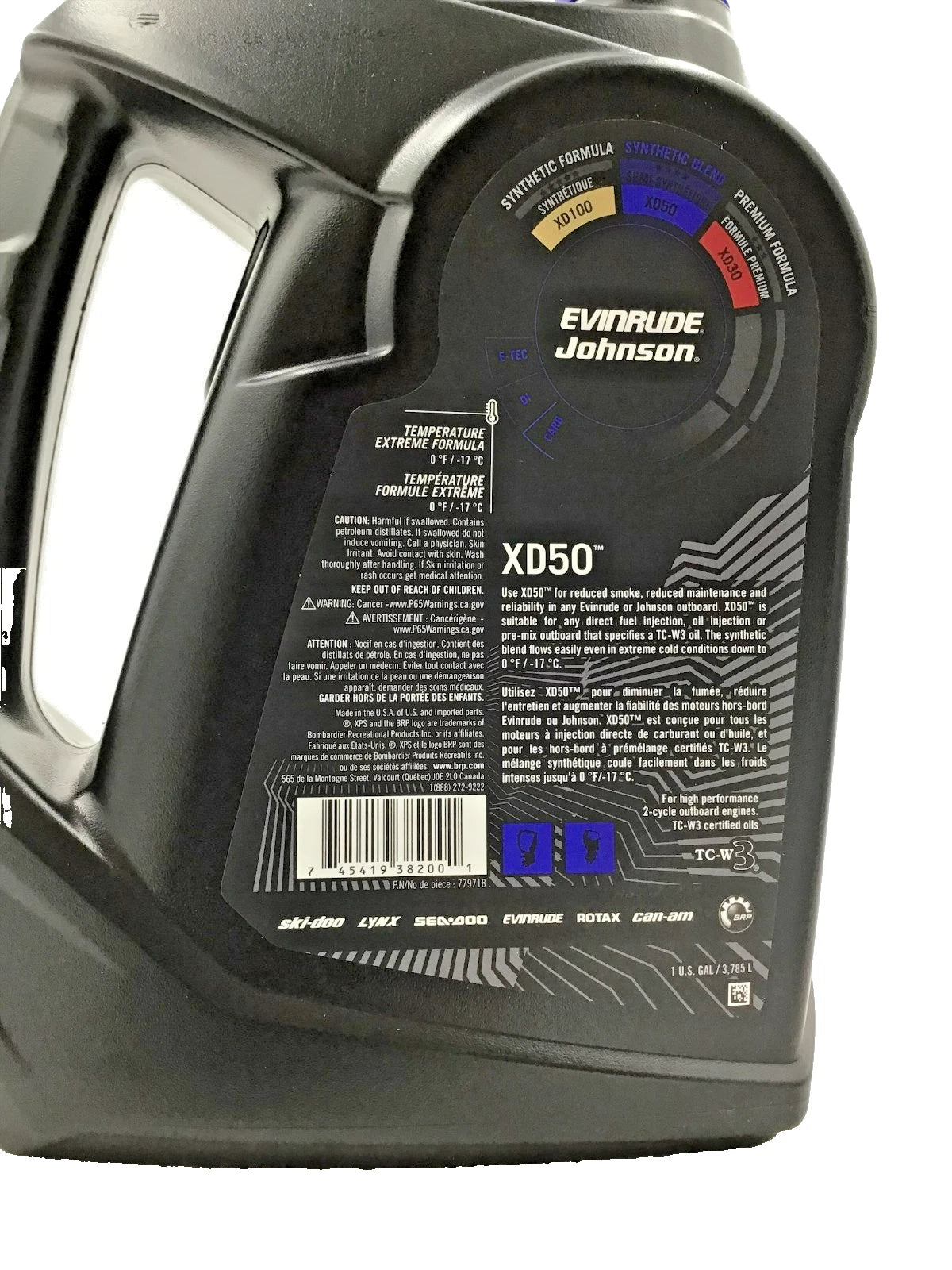 1 Gallon BRP 779718 XD50 2-Stroke Outboard Oil TCW3 for Johnson Evinrude