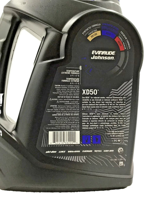 1 Gallon BRP 779718 XD50 2-Stroke Outboard Oil TCW3 for Johnson Evinrude