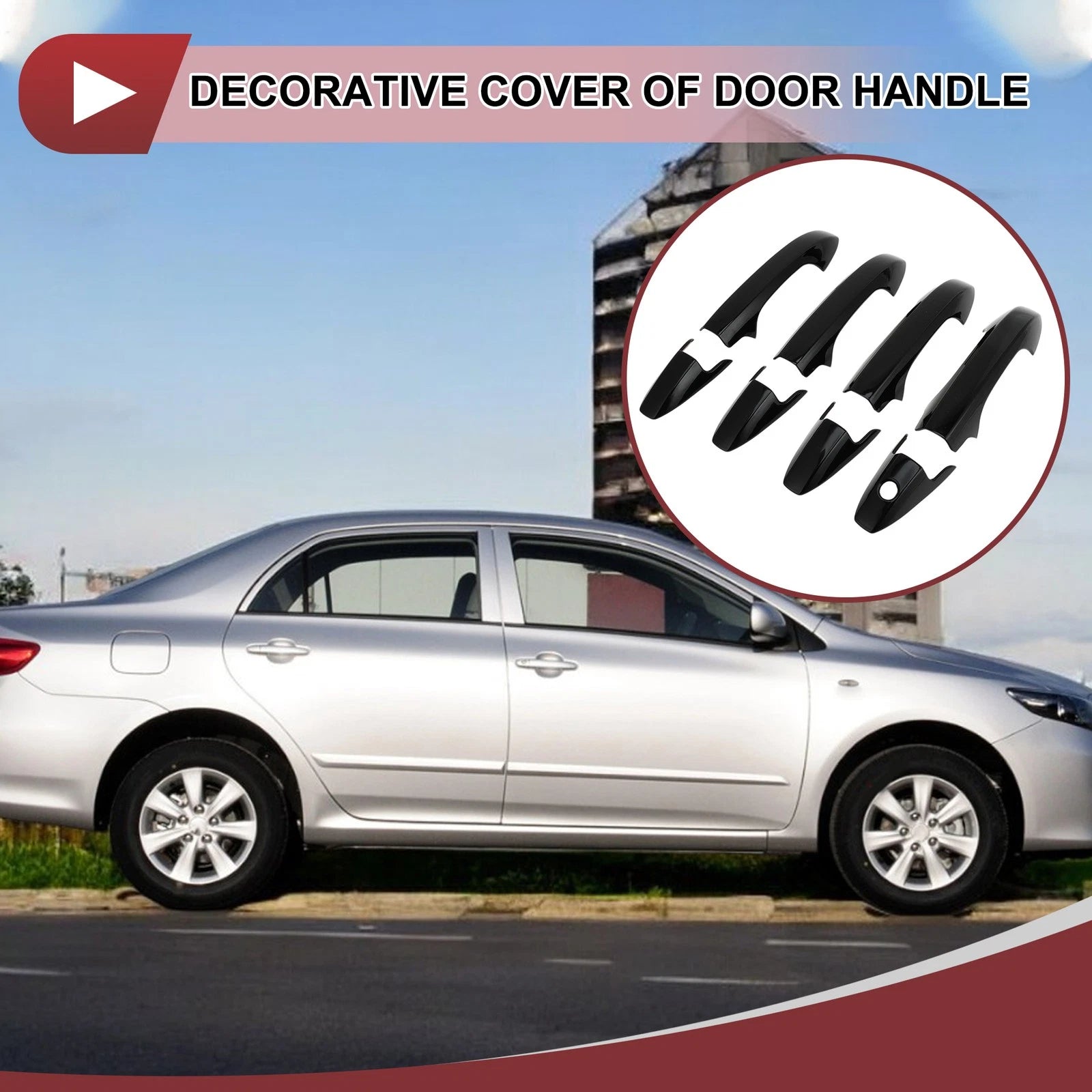 Set of 4 Car Door Handle Covers for Honda CR-V (2007–2011) Gloss Black ABS
