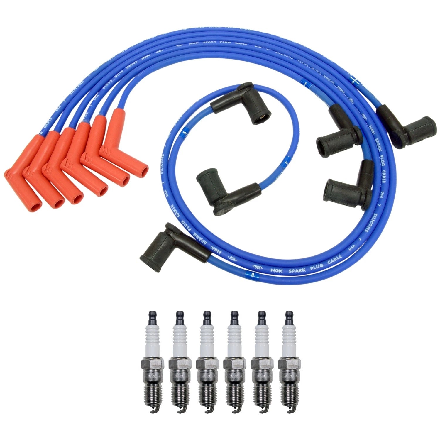 NGK Wire Set & Denso 6 Platinum TT Spark Plugs for Mazda B3000 (1994–2006)