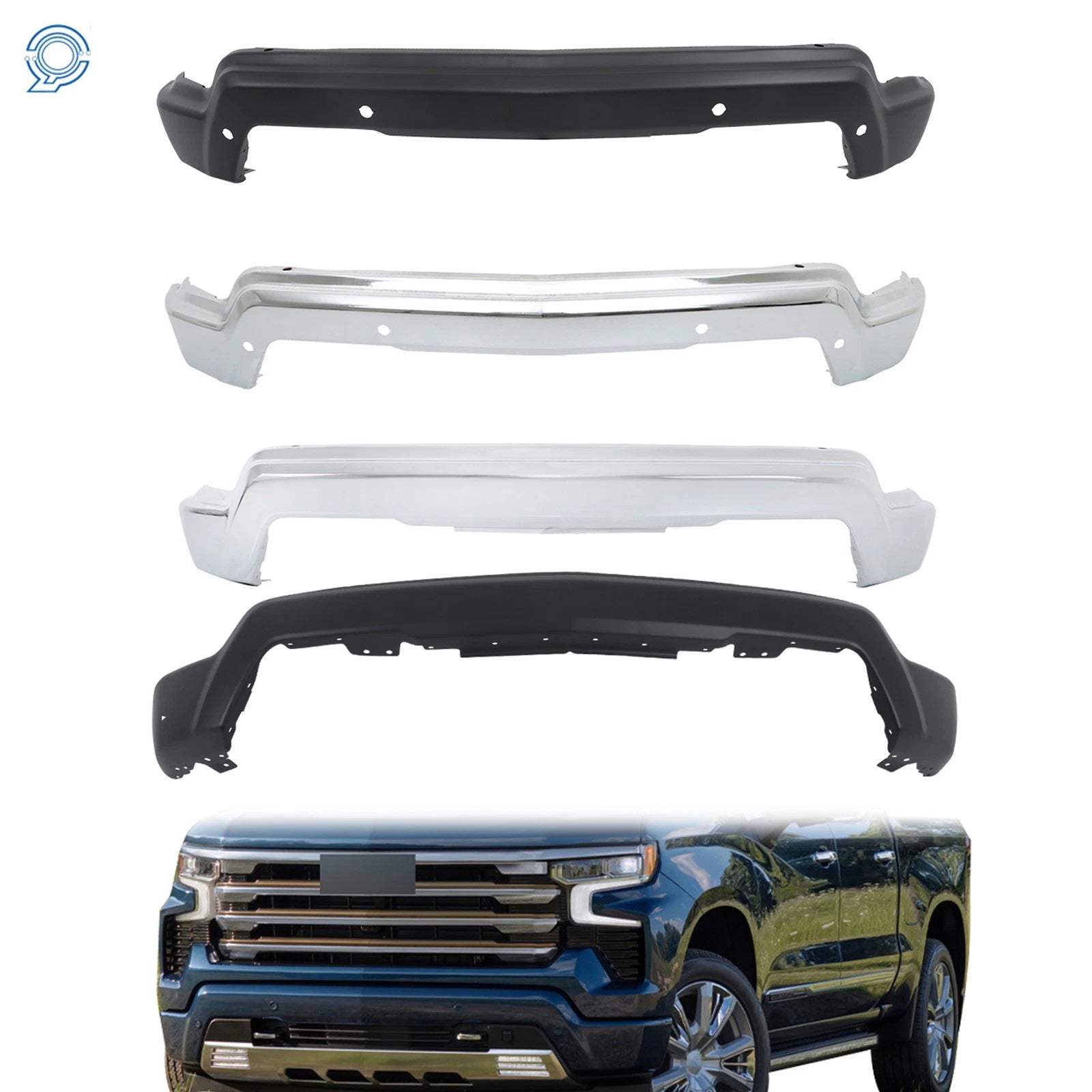 Steel Front Bumper for Chevrolet Silverado 1500 (2022–2023) Black/Chrome
