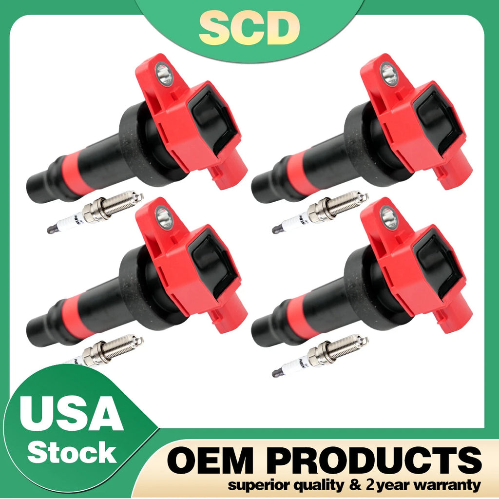 4X Ignition Coils + Spark Plugs for Kia Rio, Soul, Hyundai Accent (2011–2019) 27301-2B010 UF636
